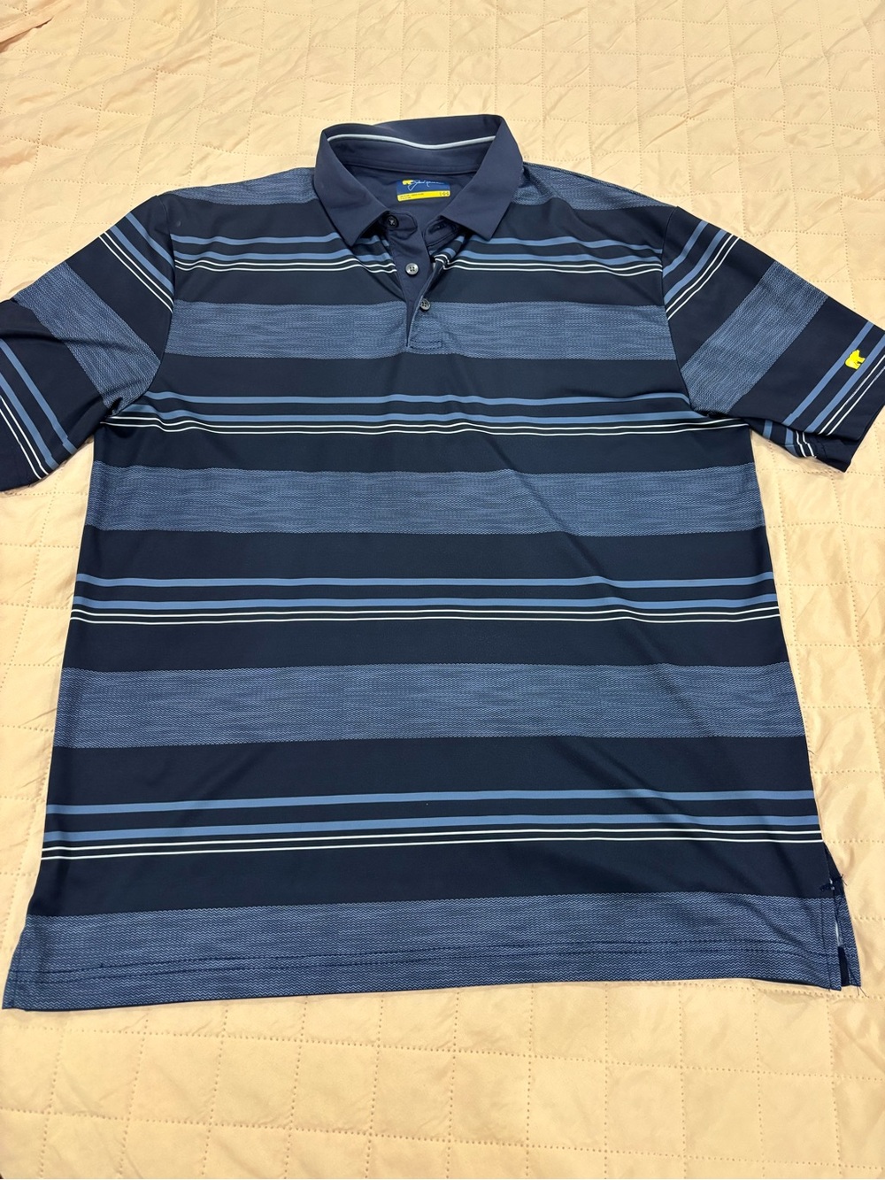 Johnston & Murphy Navy and Light Blue Striped Polo